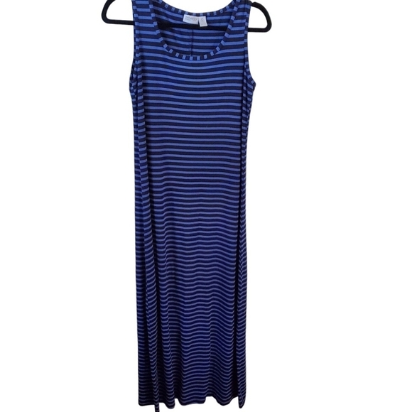 Zenergy By Chico's Blue Striped Classic Tank Maxi Dress Size 0(S) - Picture 1 of 4